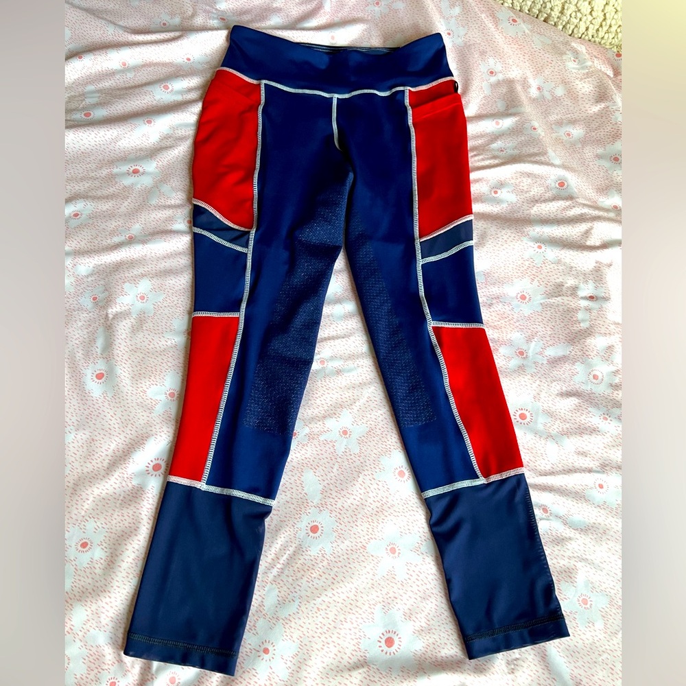 Dover Saddlery Stride Full Seat Breech w/ Mesh Panels Women's Medium- Red, Blue